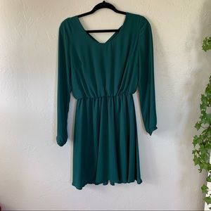 Francescas Lush Emerald Green long sleeve dress